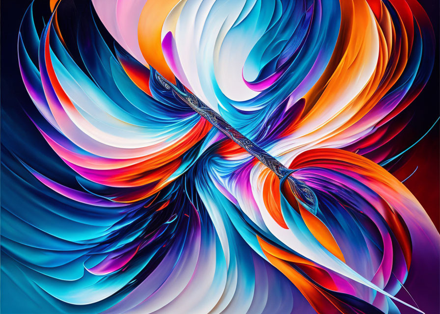 Colorful Abstract Digital Artwork: Swirling Blue, Orange, and Purple Shapes