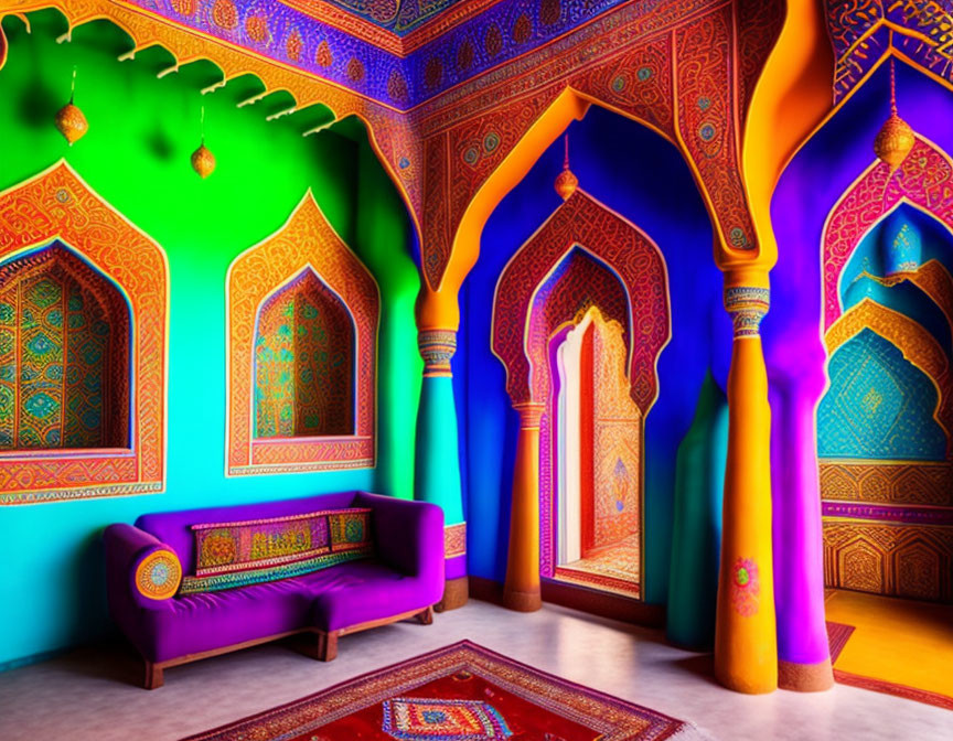 Colorful Walls and Arched Doorways in Vibrant Interior Design