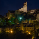 Nighttime Hilltop Castle Illustration under Starry Sky