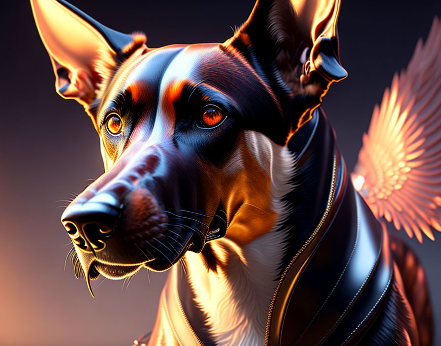 Colorful Stylized Dog Art on Dark Background