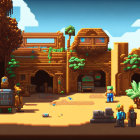 Ancient Egyptian Pyramids, Sphinx, Palm Trees, and Hieroglyphs in Pixel Art