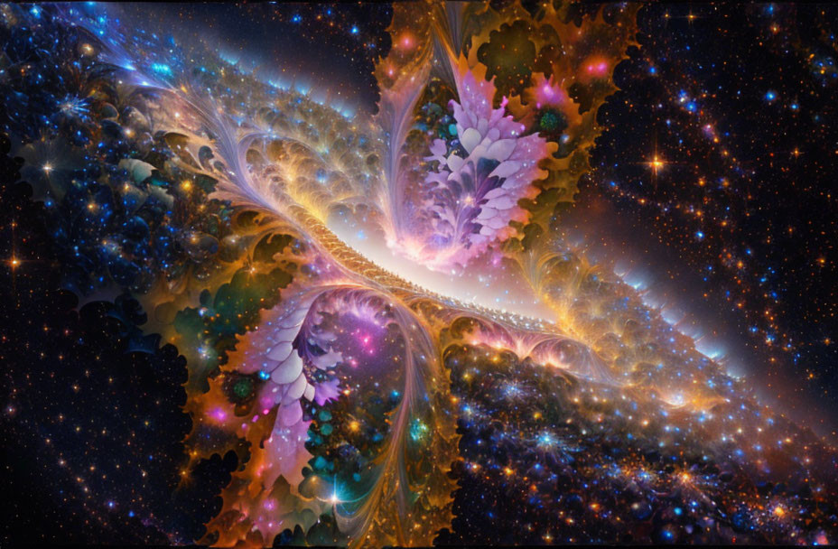 Colorful Fractal Image of Cosmic Scene with Intricate Patterns