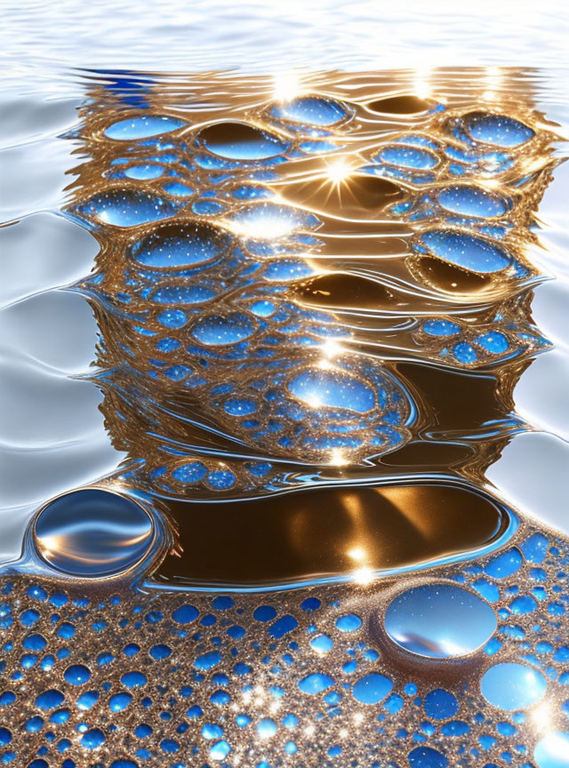 Golden Liquid with Spherical Bubbles Reflecting Light