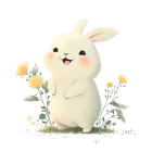 Fluffy Bunny with Colorful Flowers in Soft Pastel Tones