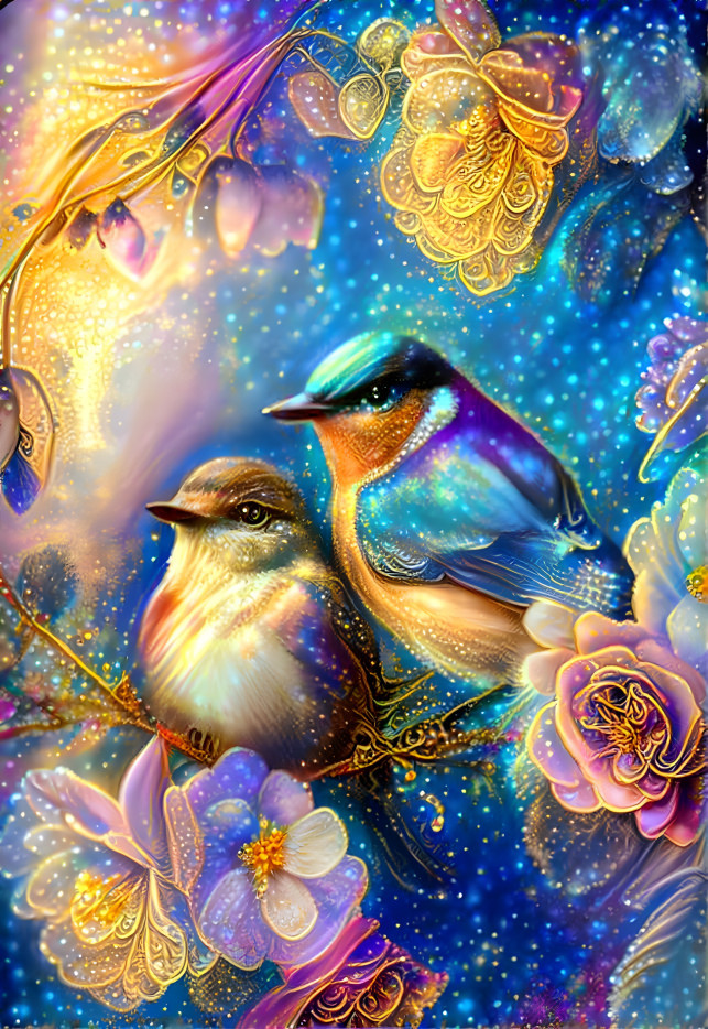 Birds and Flowers 