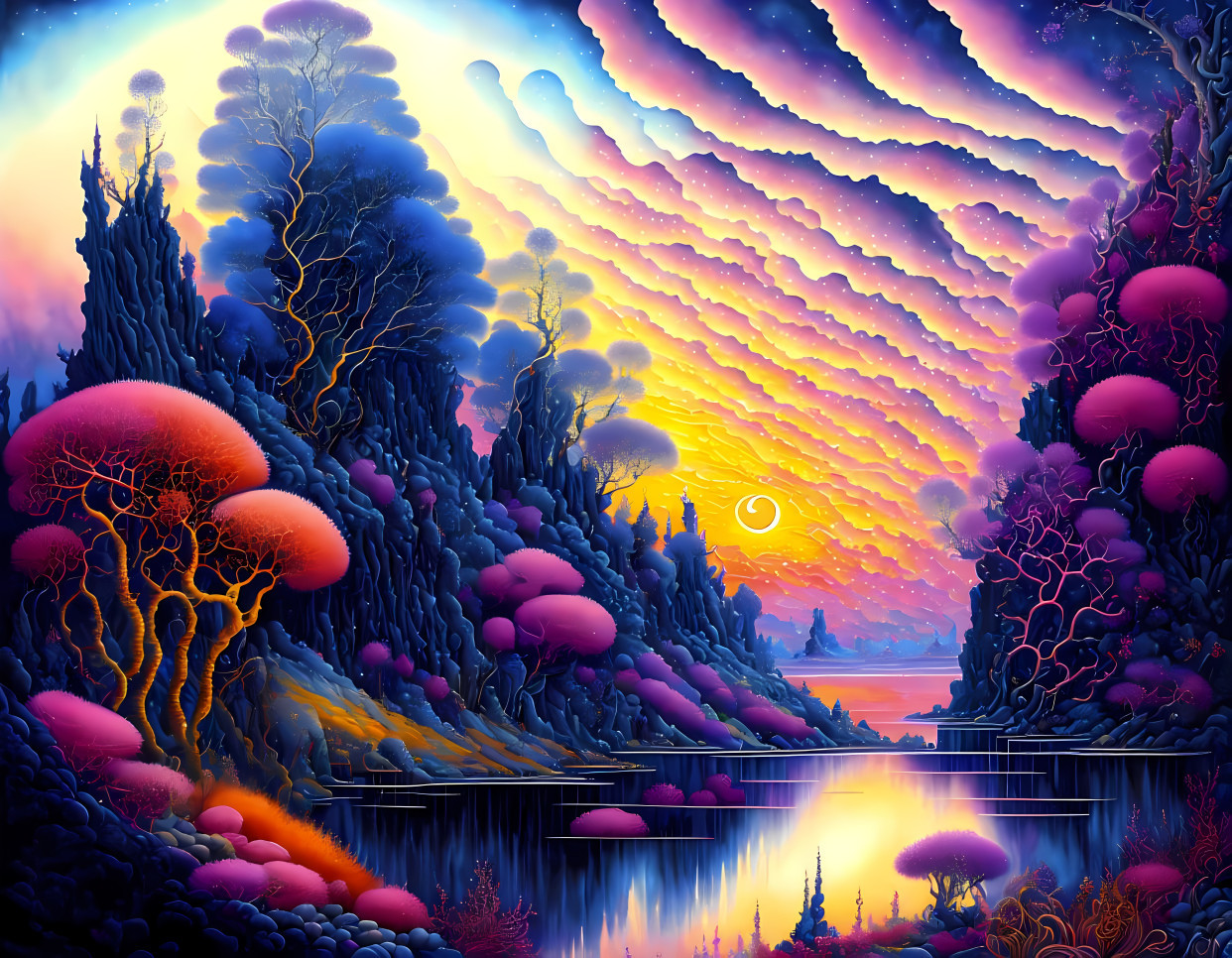 Sunrise Over an Alien Lake