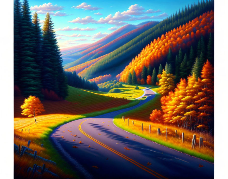 Scenic Autumn Landscape with Vibrant Trees