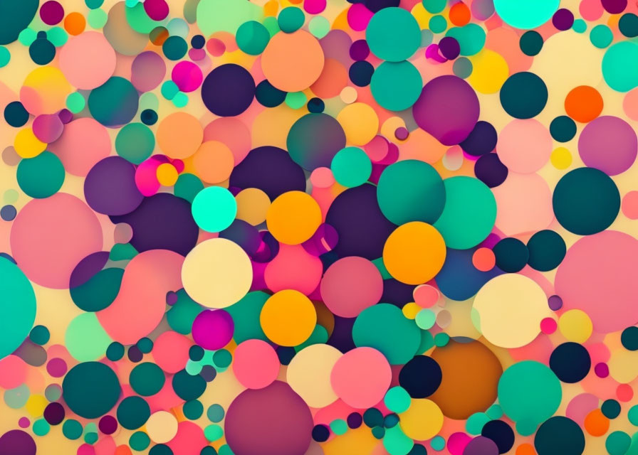 Vibrant multicolored circles and spheres on abstract background