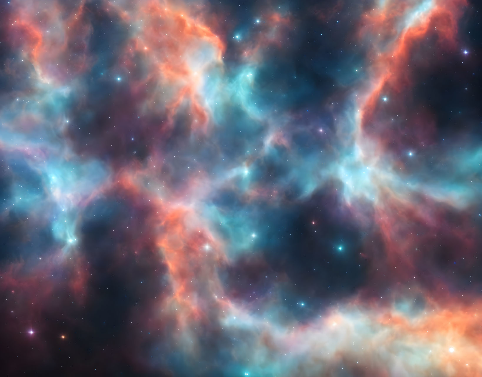 Vibrant Nebula in Cosmic Clouds and Starry Night Sky