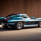 Vintage Blue Chevrolet Corvette Racing on Canyon Road