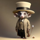 Whimsical anthropomorphic mouse in vintage suit and top hat