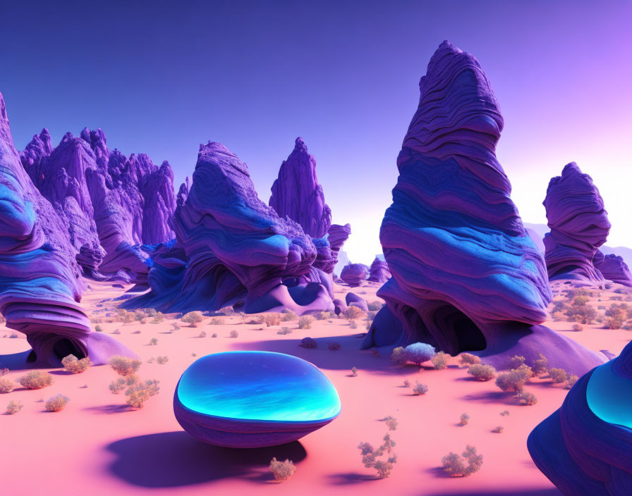 Surreal Landscape with Colorful Rock Formations