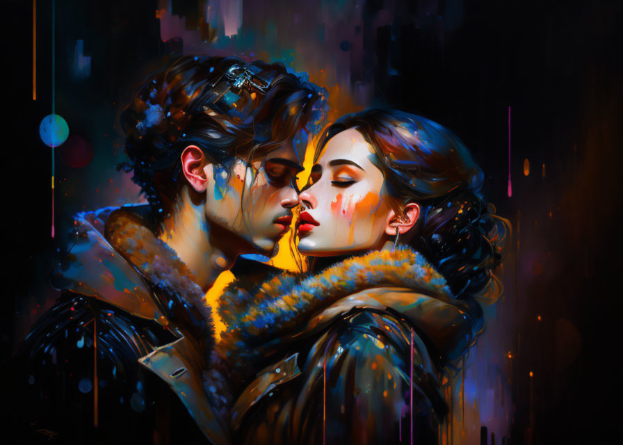 Intense emotion and intimacy in vibrant digital painting