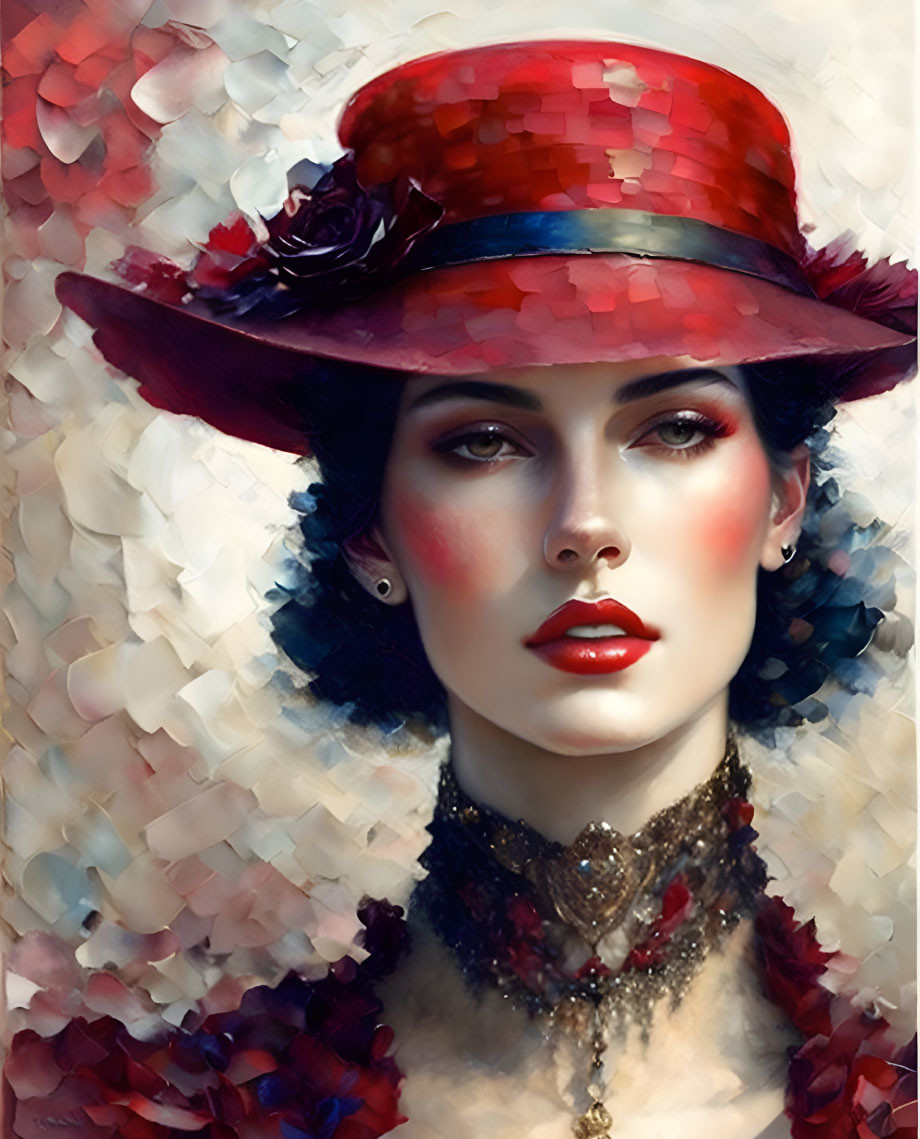Woman with red hat