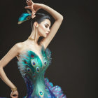 Colorful digital artwork of woman in flowing liquid gown