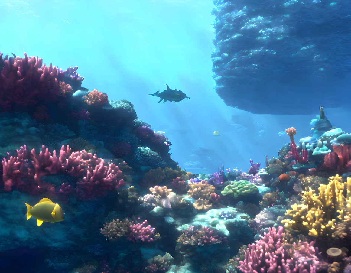 Colorful Coral Reefs with Fish in Serene Underwater Scene