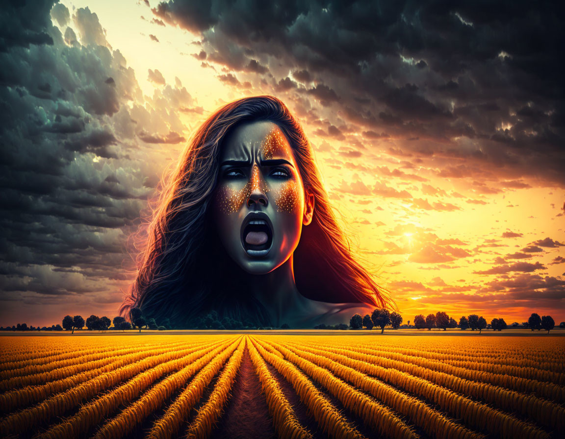 Angry faces in the corn field