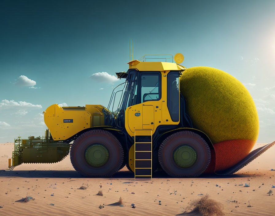 Colorful Brush Roller Excavator in Desert Landscape