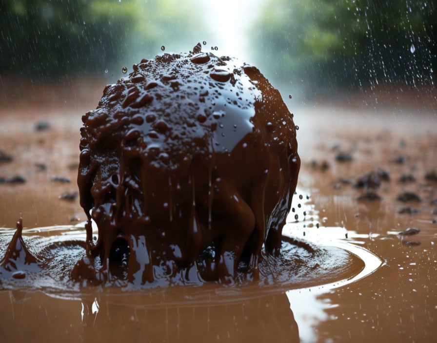 Glossy Chocolate Glazed Dessert with Raindrop Ripples