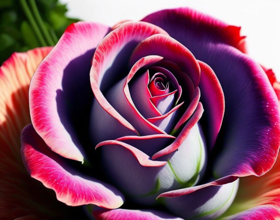 Bi-Colored Rose Close-Up: Crimson and White Petals with Delicate Gradient