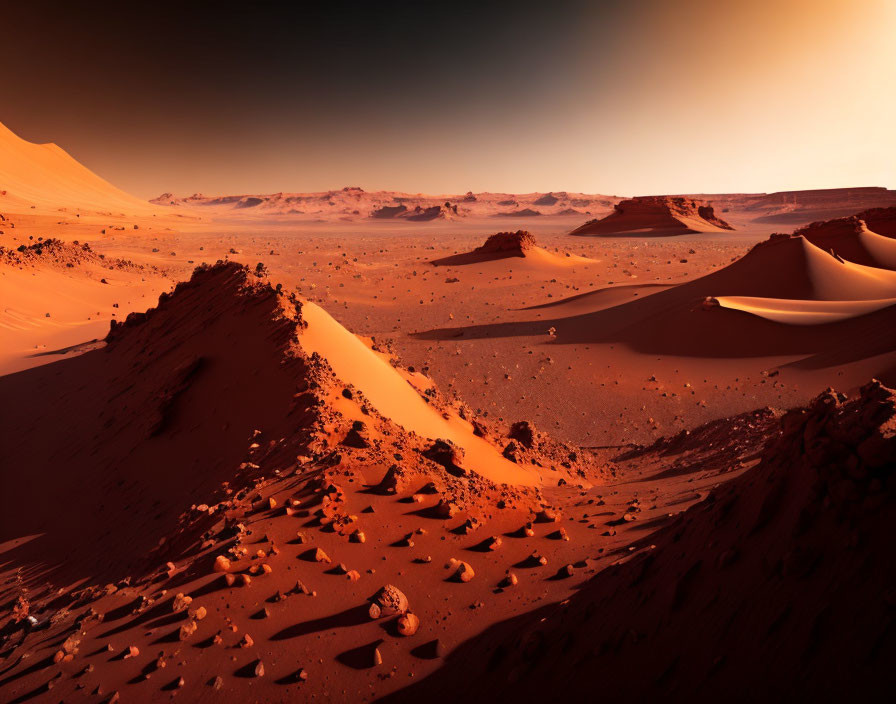 Reddish Sand Dunes in Mars-Like Landscape