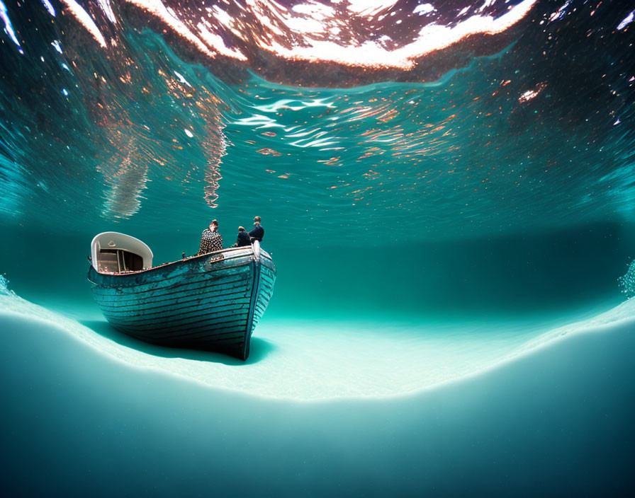 Tranquil Underwater Scene with Boat and Passengers