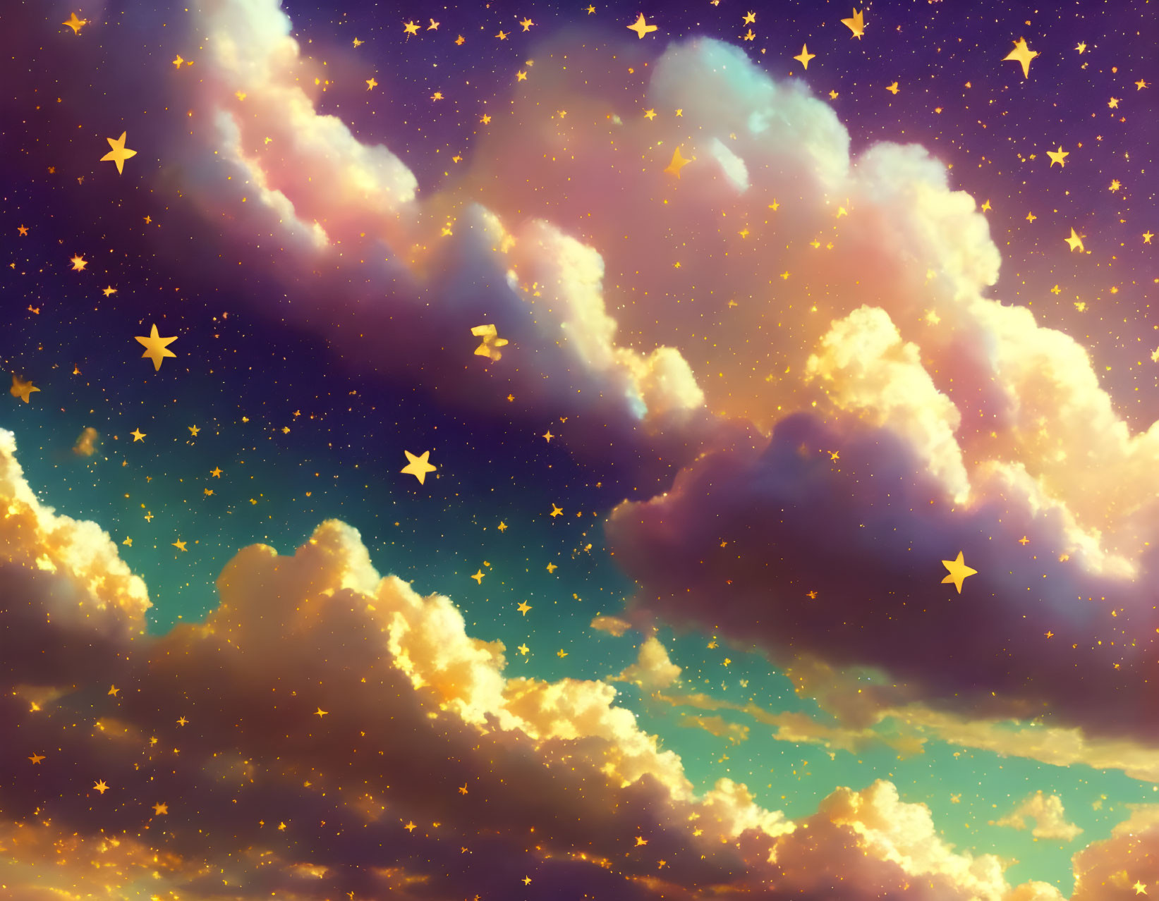 Vibrant orange and purple clouds in a dreamy sky