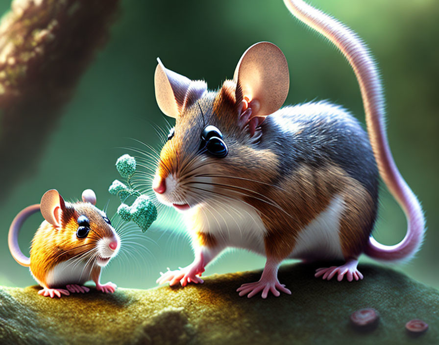 Colorful Cartoon Mice in Whimsical Forest Scene