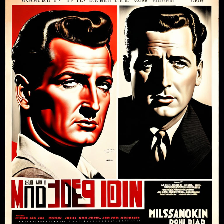 Vintage Movie Poster: Two Men in Profile with Inverted Title Text