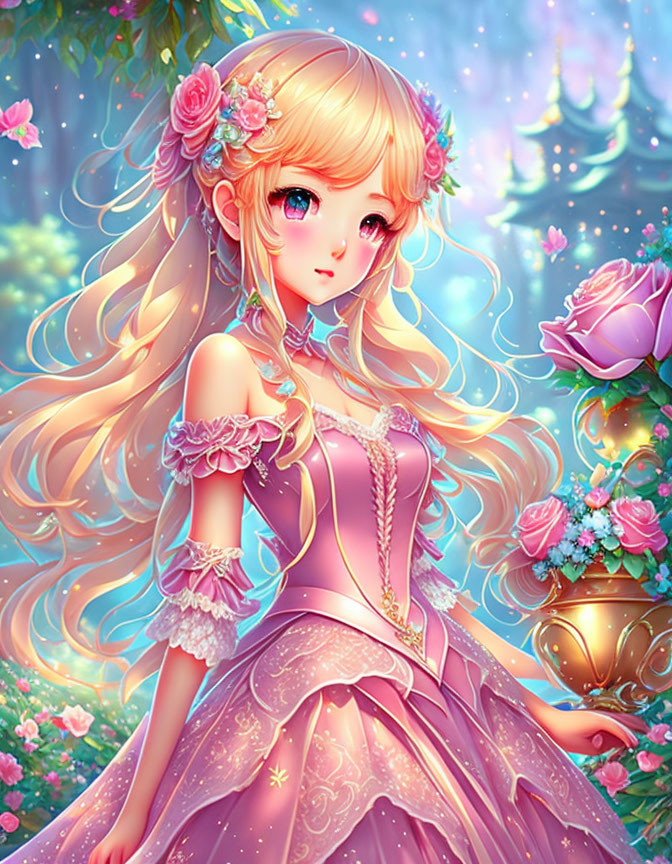 Rose princess anime girl