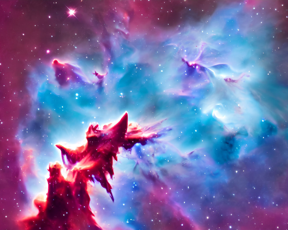 Colorful Swirling Cosmic Nebulas in Purple, Blue, and Pink