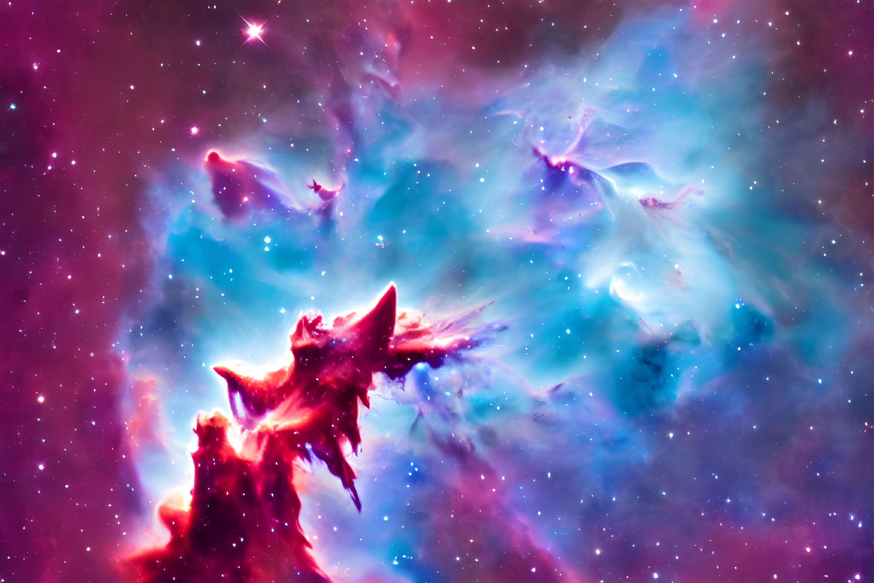 Colorful Swirling Cosmic Nebulas in Purple, Blue, and Pink