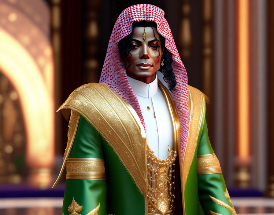 Celebrity Lookalike in Arabian Attire 3D Illustration