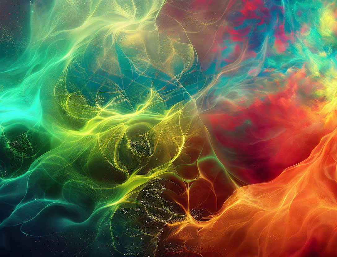 Colorful swirling digital art resembling cosmic nebula or abstract display