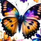 Colorful Butterfly Against Multicolored Paint Splatters