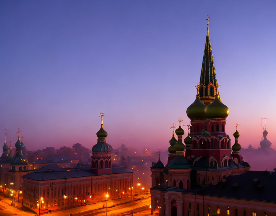 Ornate cathedral silhouette in tranquil cityscape at twilight