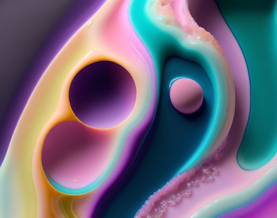 Vibrant Abstract Image with Glossy, Fluid Layers