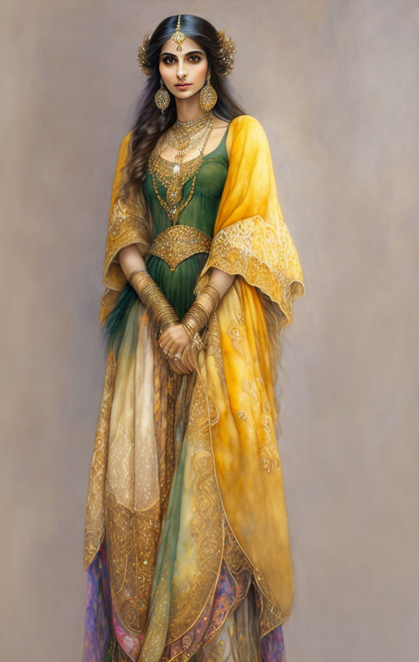 Traditional Indian Attire: Elegant Woman in Vibrant Saree