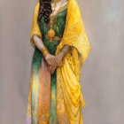 Traditional Indian Attire: Elegant Woman in Vibrant Saree