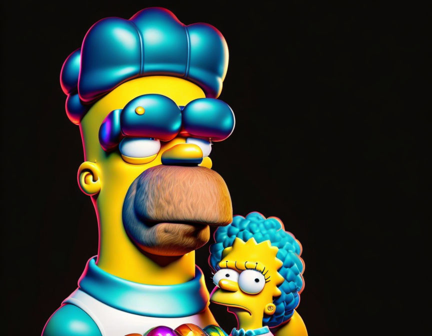 3D-rendered image of two animated characters with distinctive hairstyles