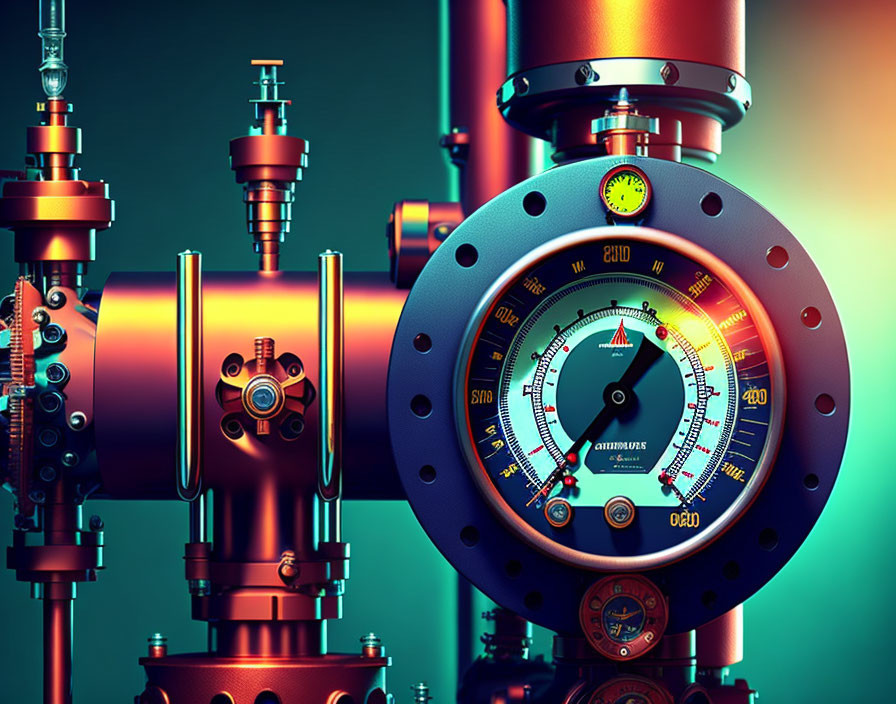 Industry Automation with pressure gauge