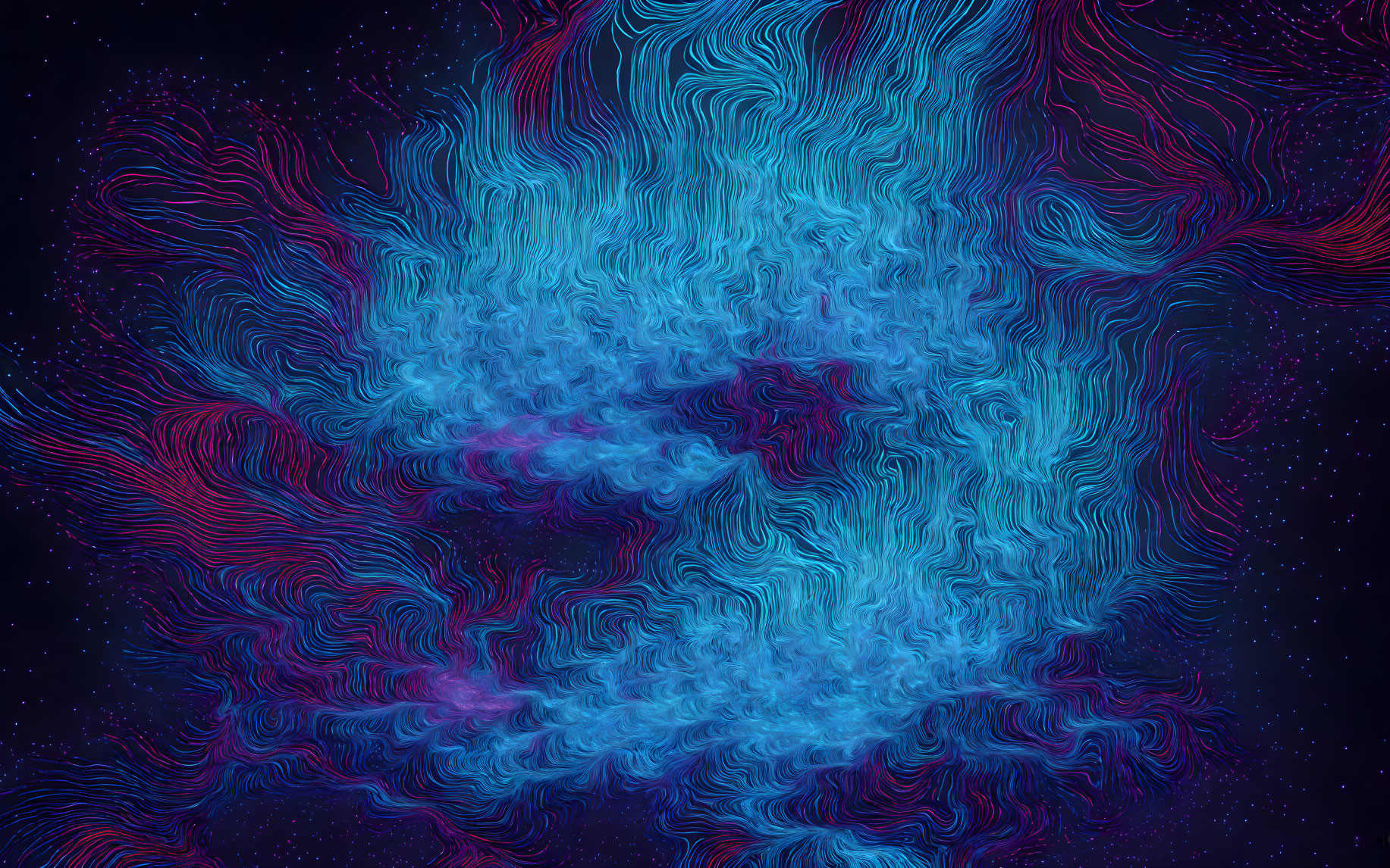 Colorful Abstract Digital Art: Blue, Purple, and Pink Swirling Patterns on Dark Starry Background