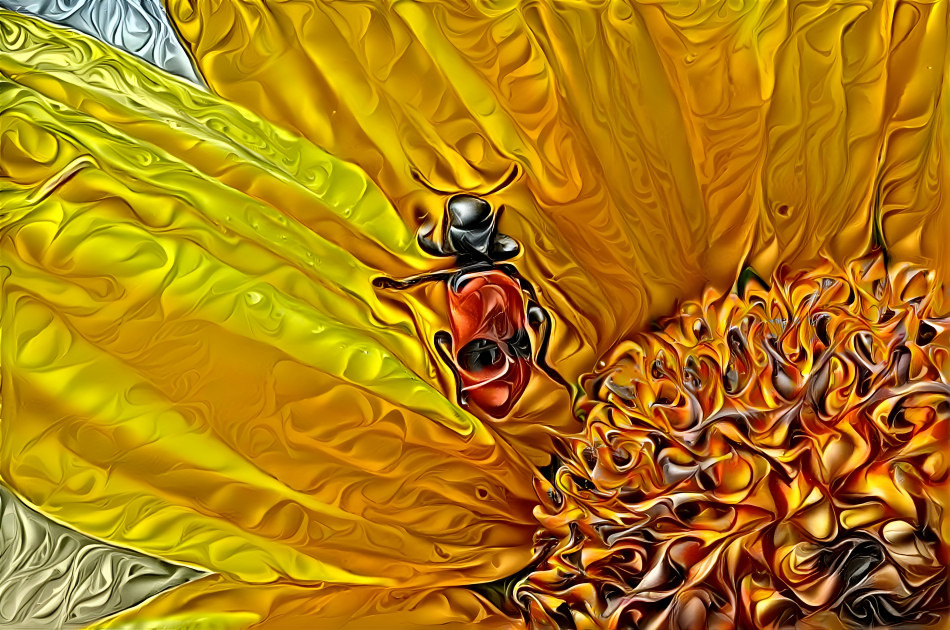 Beetle inside sunflower