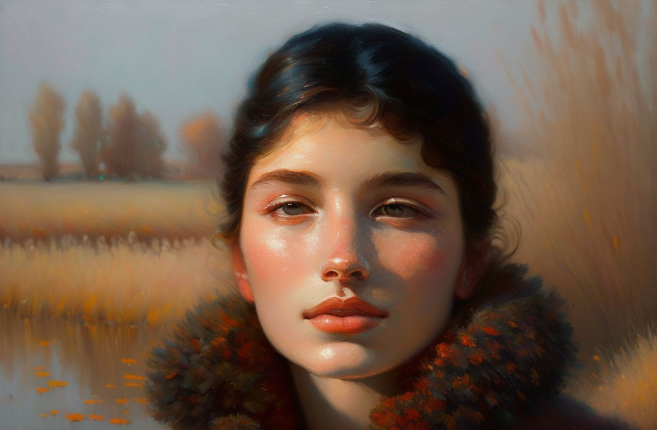 Hyperrealistic Painting: Young Woman in Warm Sunlight