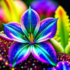 Vibrant Blue and Purple Flower with Greenish-Yellow Center