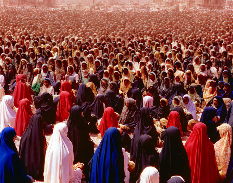 Colorful Traditional Attire: Women Gathered Outdoors