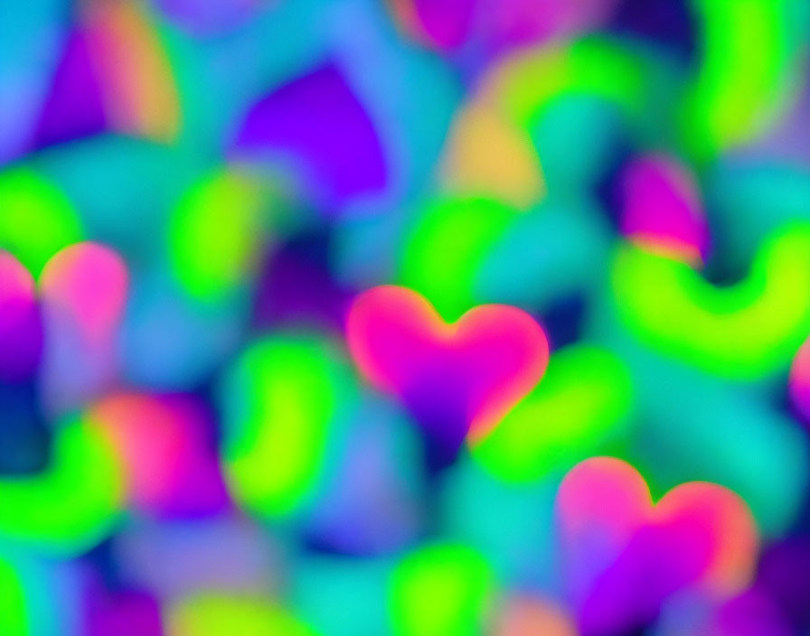 Colorful Bokeh Heart Shapes in Vibrant Hues