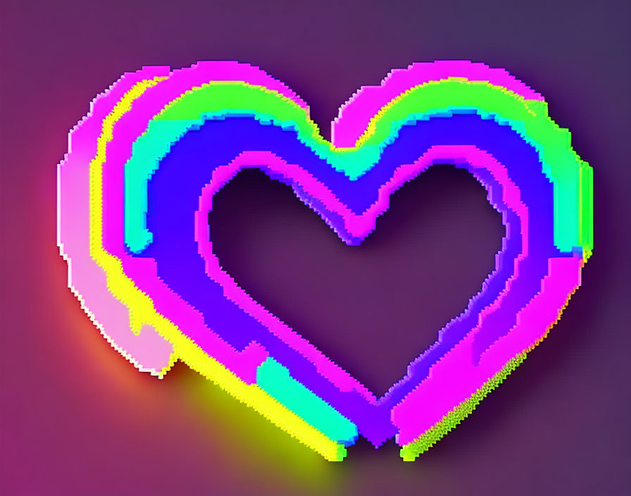 Neon Spectrum Heart Graphic on Dark Background