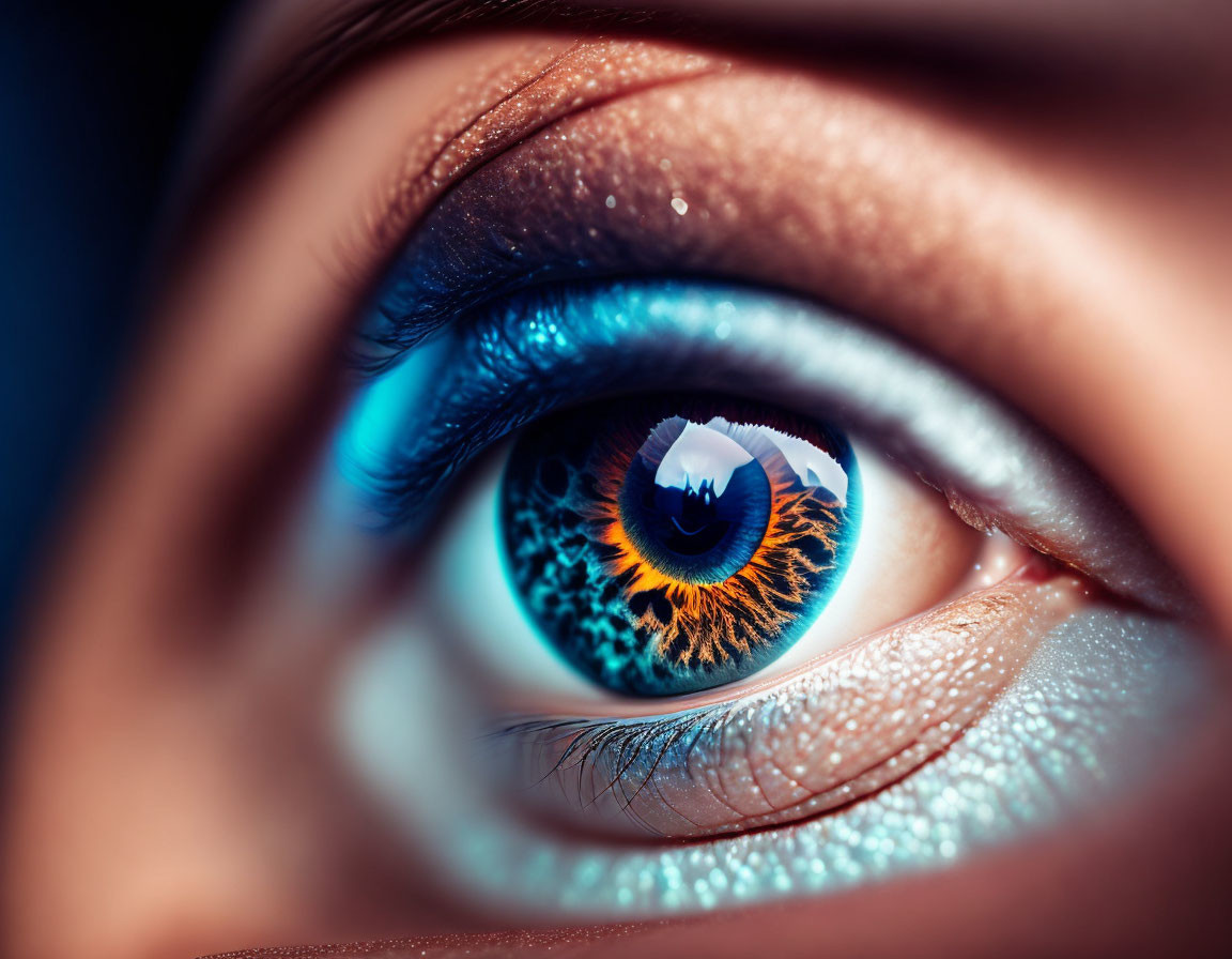 Detailed Close-Up of Human Eye with Vivid Blue Iris