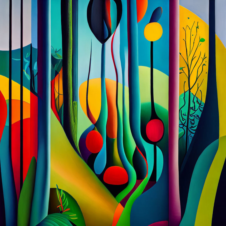 Colorful Abstract Art: Natural & Geometric Shapes, Curves, Stripes, Stylized